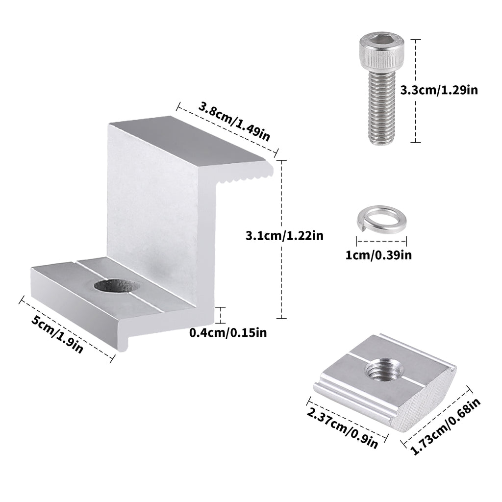 10 Pcs 30mm Solar Panel Rail Bracket Mounting Aluminium Fixing